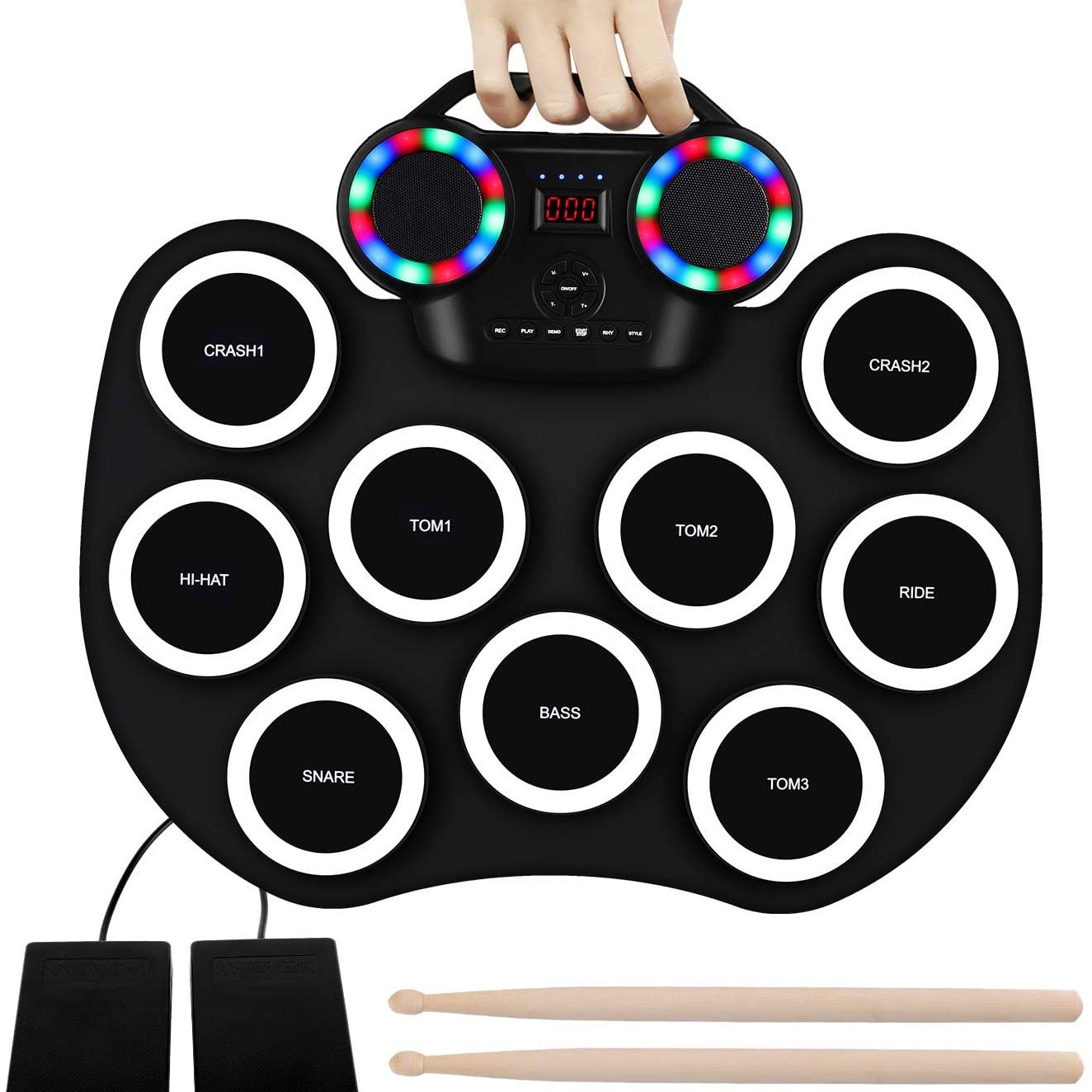 Electronic Drum Set Roll Up - Batteria elettronica portatile arrotolabile Luci lampeggianti