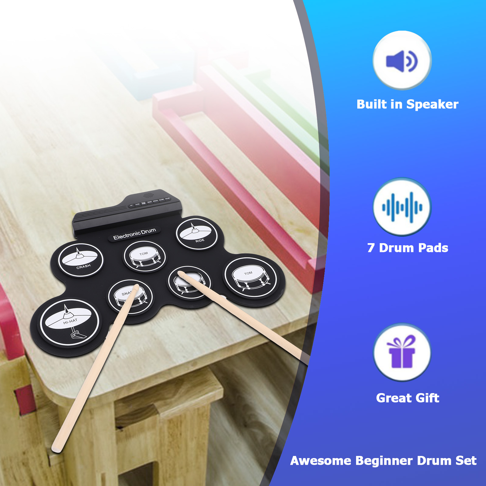 Electronic Drum Set Roll Up - Batteria elettronica portatile Roll Up Set
