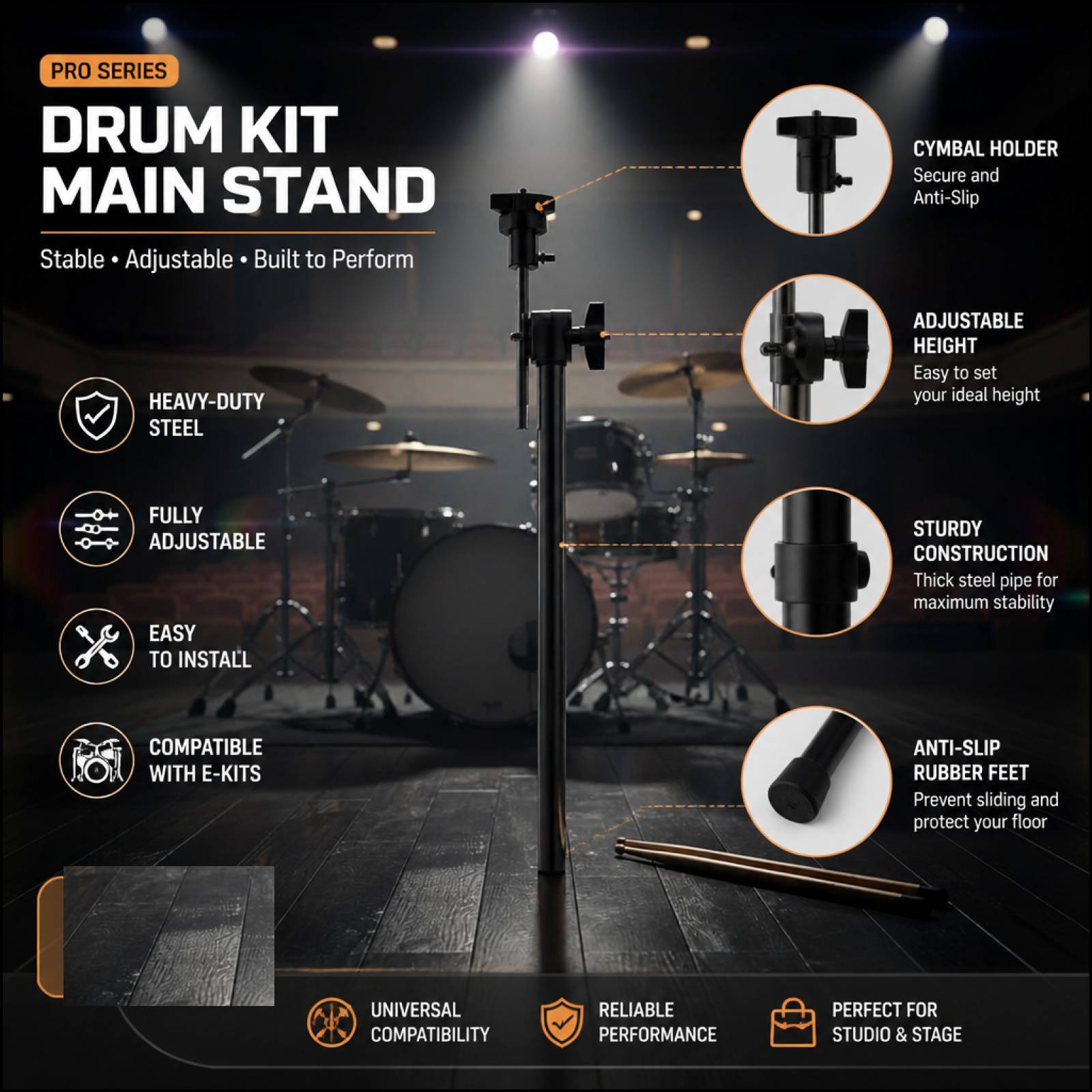Electronic Drum Rack Stand - Supporto per Batteria Elettronica in Lega,